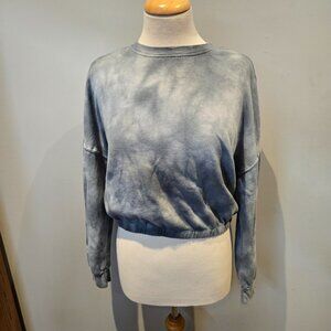 Garage Tie Dye Cropped Sweatshirt | Size Small | Blue